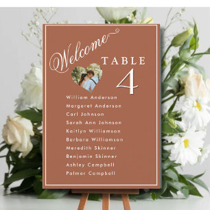 Terracotta Wedding Seating Plan Cards Guest Names