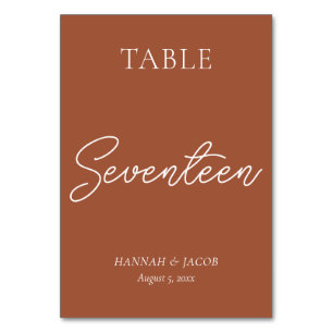 Terracotta Wedding Seventeen Table Number