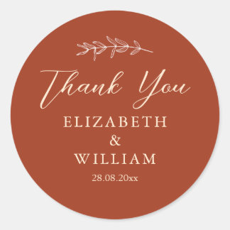 Terracotta Weddings Thank You Classic Round Sticker