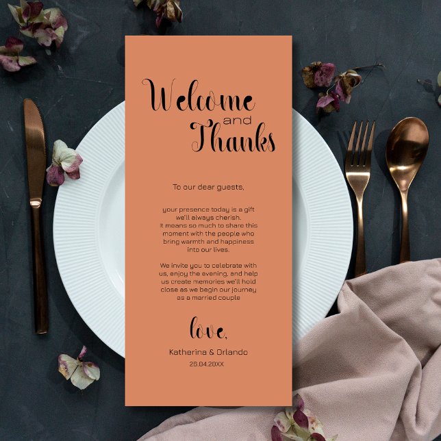 Terracotta Welcome & Thanks Place Setting Cards (Creator Uploaded)