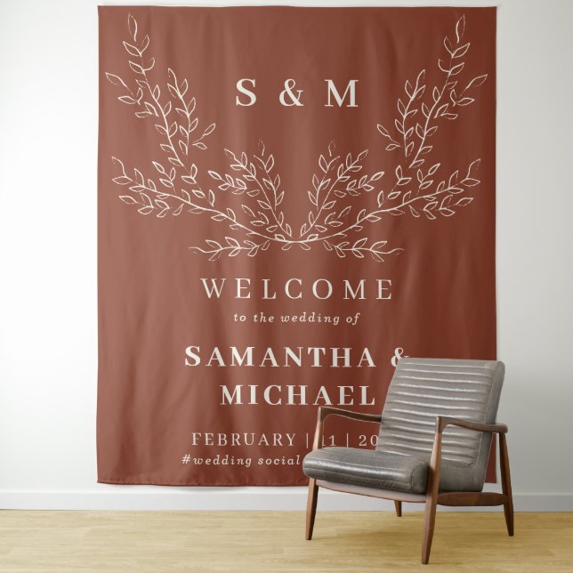 Terracotta Welcome to the wedding Ivy Tapestry (In Situ)