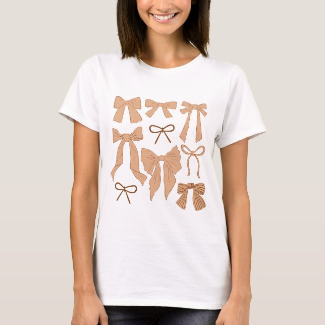 Terracotta Whimsical Bows T-Shirt (Front)