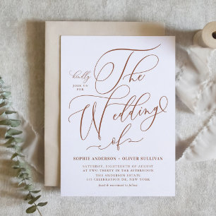 Terracotta Whimsical Calligraphy QR Code Wedding Invitation