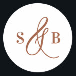 Terracotta Whimsical Calligraphy Wedding Monogram Classic Round Sticker<br><div class="desc">Add a charming finishing touch to your wedding stationery or favours with this wedding sticker featuring a whimsical calligraphy ampersand. Designed with a romantic yet modern flair, this sticker is perfect for sealing envelopes, decorating favour boxes, or adding a personalized detail to welcome bags and more. The hand-drawn ampersand adds...</div>