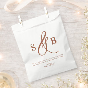 Terracotta Whimsical Calligraphy Wedding Monogram Favour Bag