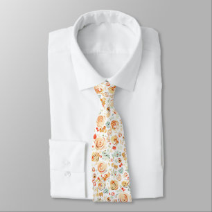 Terracotta Whimsical Floral Wedding Neck Tie