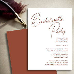 Terracotta Whimsical Script Bachelorette Party Invitation