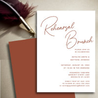 Terracotta Whimsical Script Chic Rehearsal Brunch