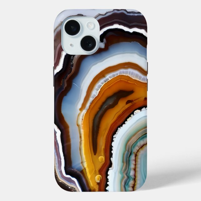 Terracotta White Black Blue Teal Gold Agate Geode Case-Mate iPhone Case (Back)