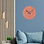 Terracotta white business logo round clock<br><div class="desc">A terracotta,  burnt orange coloured background. Personalize and add your business,  company logo.  White clock numbers.</div>