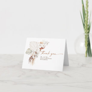 Terracotta White Floral Wedding Thank You Card