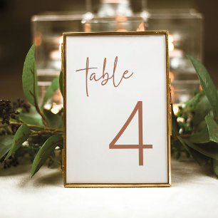 Terracotta & White Minimalist Bridal Shower Flat Table Number