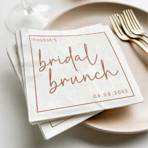 Terracotta & White Minimalist Script Bridal Brunch Napkin
