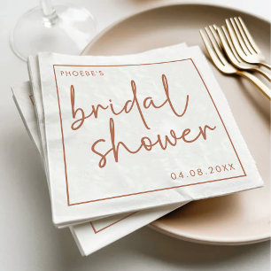 Terracotta & White Minimalist Script Bridal Shower Napkin