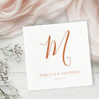 Terracotta & White Simple Elegant Monogram Wedding