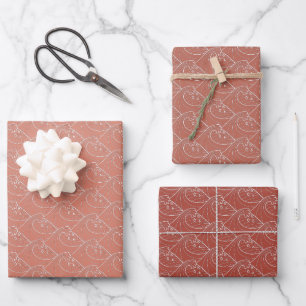 Terracotta White waves pattern Wrapping Paper Sheet