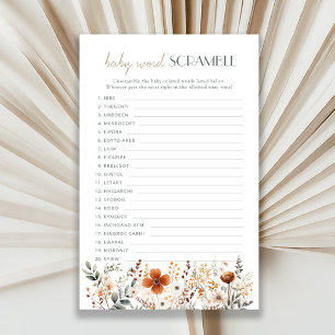 Terracotta Wildflower Baby Shower Word Scramble