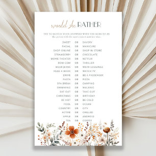 Terracotta Wildflower Baby Shower Would She Rather