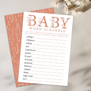 Terracotta Wildflower Baby Word Scramble Game Card