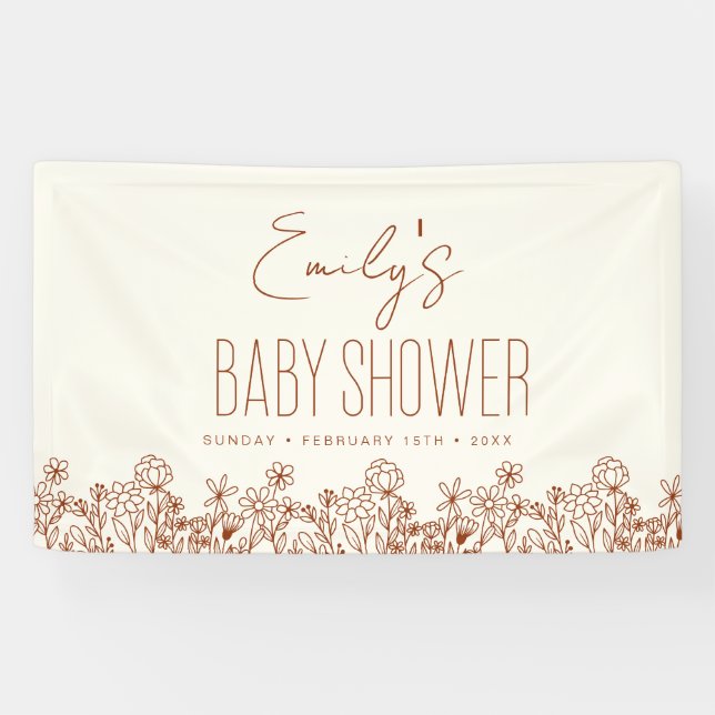 Terracotta Wildflower Boho Baby Shower Banner (Horizontal)