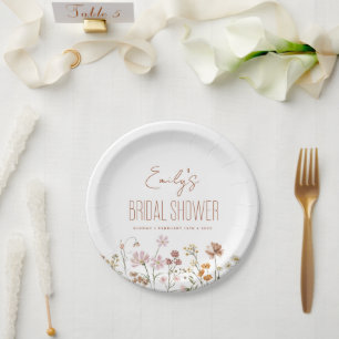 Terracotta Wildflower Boho Bridal Shower In Bloom Paper Plate