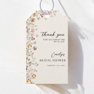 Terracotta Wildflower Boho Bridal Shower Thank You Gift Tags