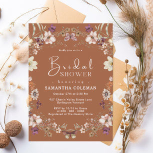 Terracotta Wildflower Boho Pastel Bridal Shower Invitation