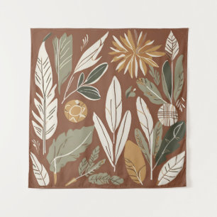 Terracotta Wildflower Boho Rustic Eclectic Wall  Tapestry