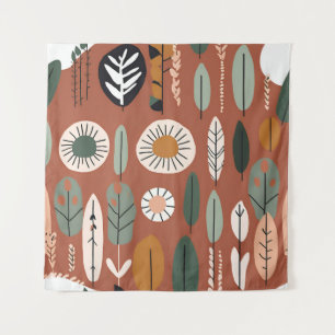 Terracotta Wildflower Boho Rustic Eclectic Wall  Tapestry