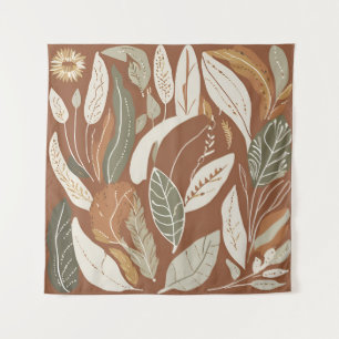 Terracotta Wildflower Boho Rustic Eclectic Wall Tapestry