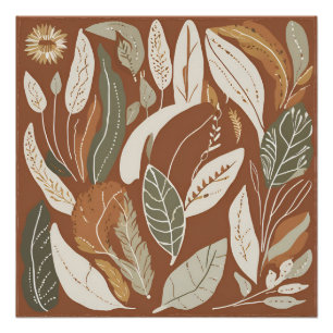 Terracotta Wildflower Boho Rustic Spring Wall Art