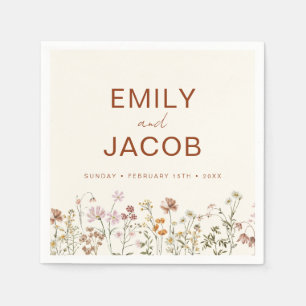 Terracotta Wildflower Boho Wedding In Bloom Napkin