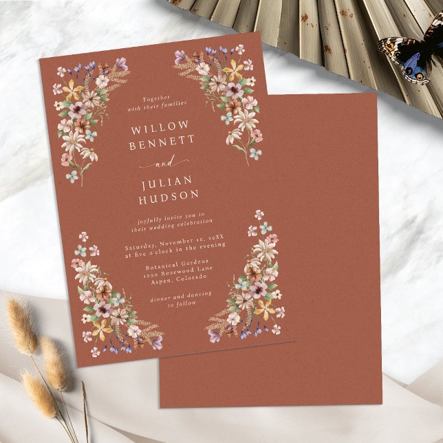Terracotta Wildflower Boho Wedding Invitation (Terracotta Wildflower Boho Wedding Invitation by Painted Paperie
)