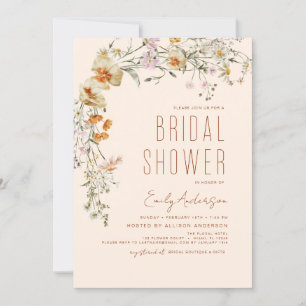 Terracotta Wildflower Bridal Shower Boho Elegant Invitation