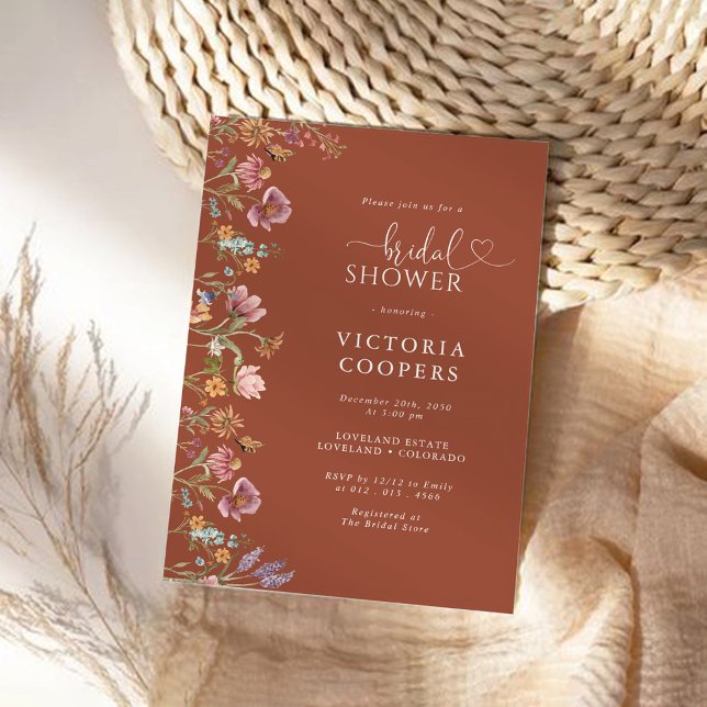Terracotta Wildflower Bridal Shower Invitation (Creator Uploaded)
