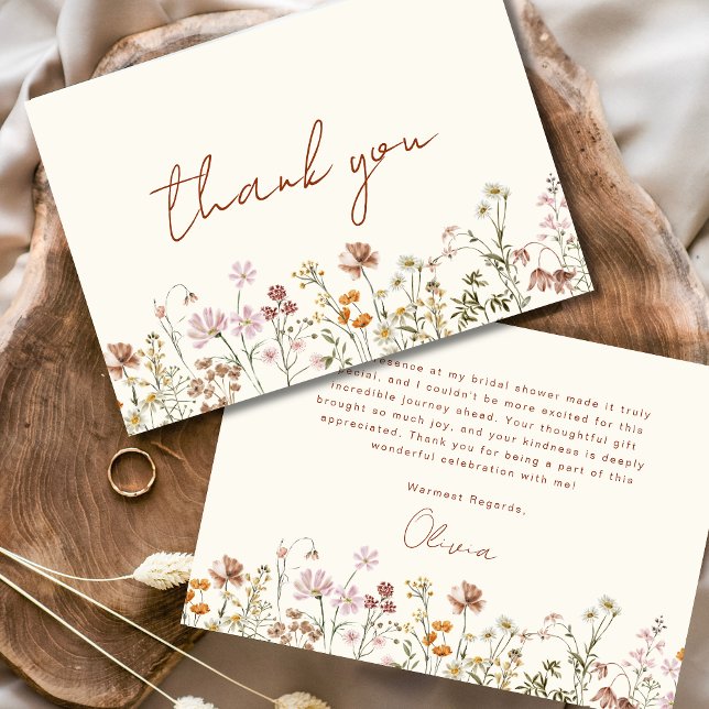  Terracotta Wildflower Bridal Shower Thank You Card (Creator Uploaded)