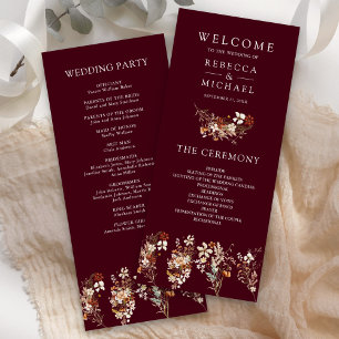 Terracotta Wildflower Burgundy Wedding Program