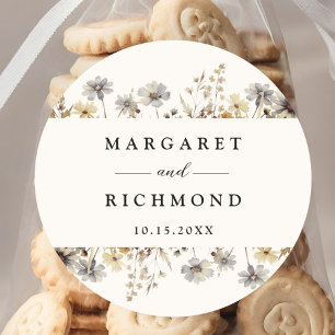 Terracotta Wildflower Floral Wedding Classic Round Sticker