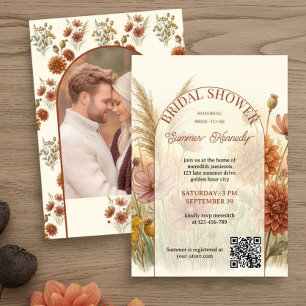Terracotta Wildflower Meadow Sunset Bridal Shower Invitation