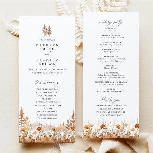 Terracotta Wildflower Mountain Wedding Ceremony Program