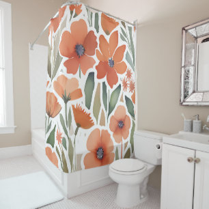 Terracotta Wildflower Rustic Boho Bathroom Decor