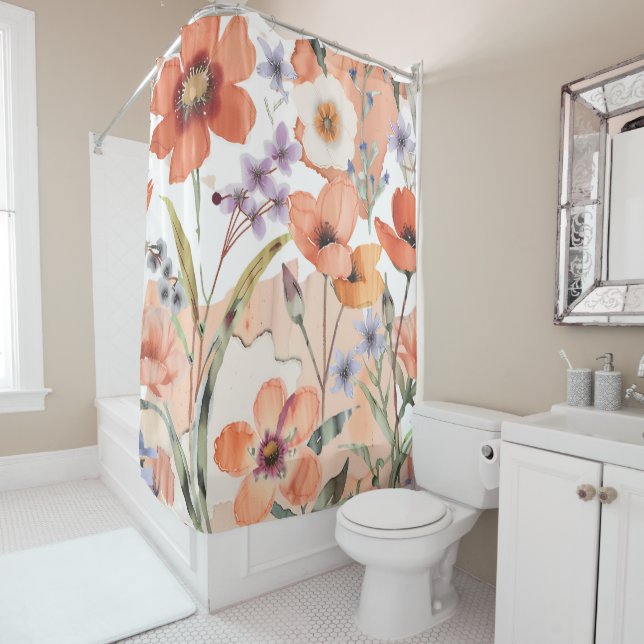 Terracotta Wildflower Rustic Boho Bathroom Decor (In Situ)