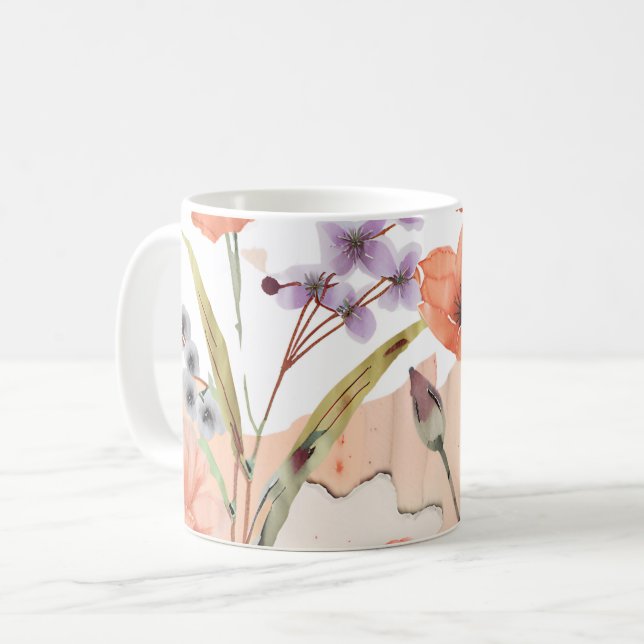 Terracotta Wildflower Rustic Boho Drinkware Coffee Mug (Front Left)