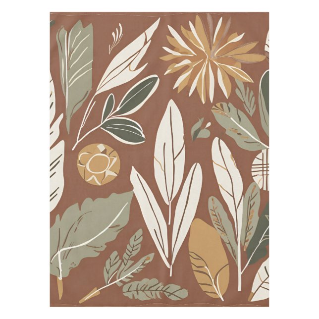 Terracotta Wildflower Rustic Boho Spring Decor Tablecloth (Front)