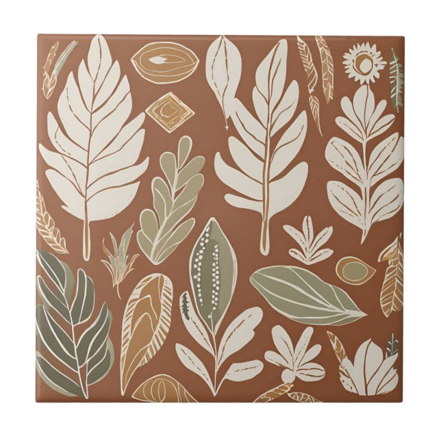 Terracotta Wildflower Rustic Boho Spring Decor Tile (Front)