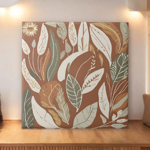 Terracotta Wildflower Rustic Boho Spring Decor Tile