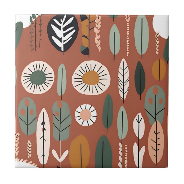 Terracotta Wildflower Rustic Boho Spring Decor Tile (Front)