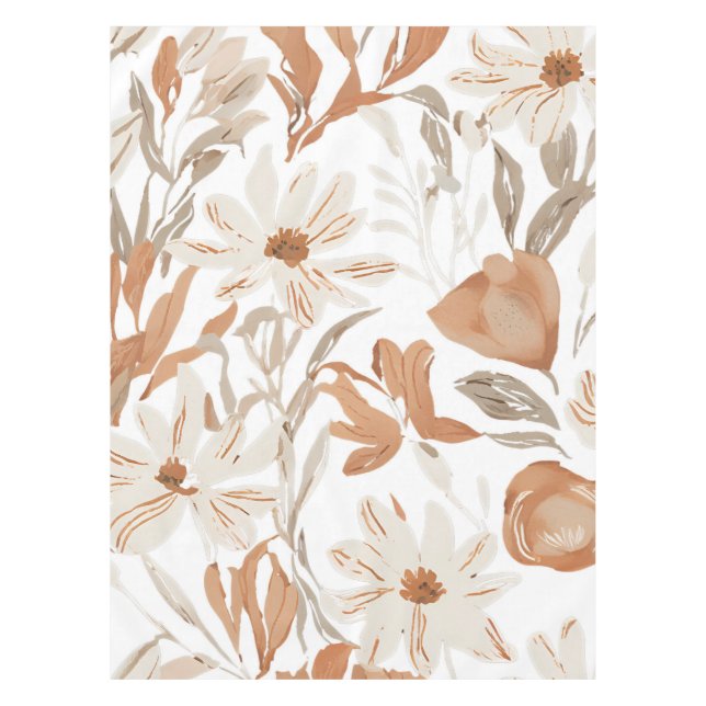 Terracotta Wildflower Rustic Boho Table Decor Tablecloth (Front)