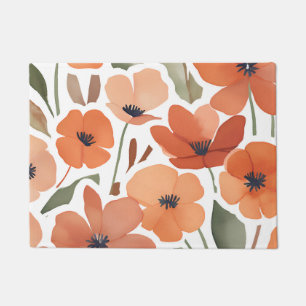 Terracotta Wildflower Rustic Entryway Decor Doormat