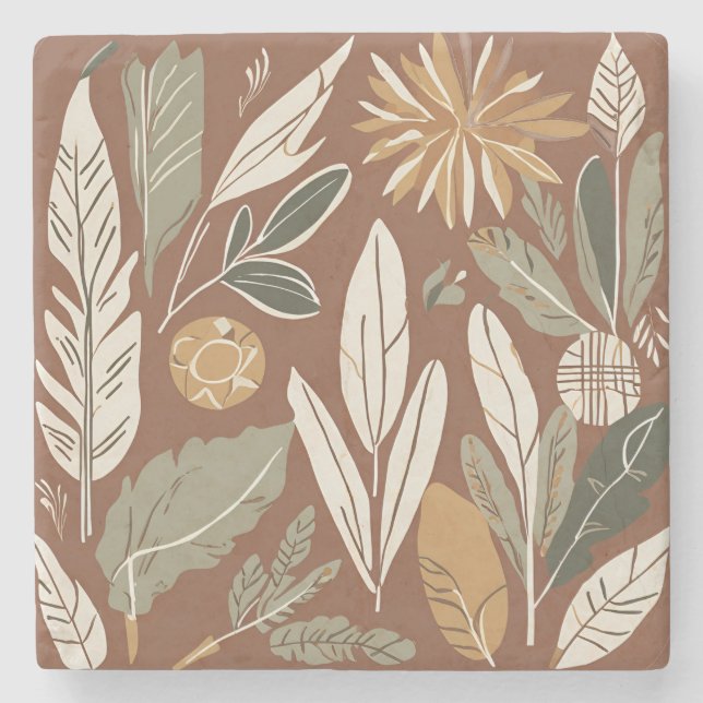Terracotta Wildflower Rustic Spring Home Decor Stone Coaster (Front)